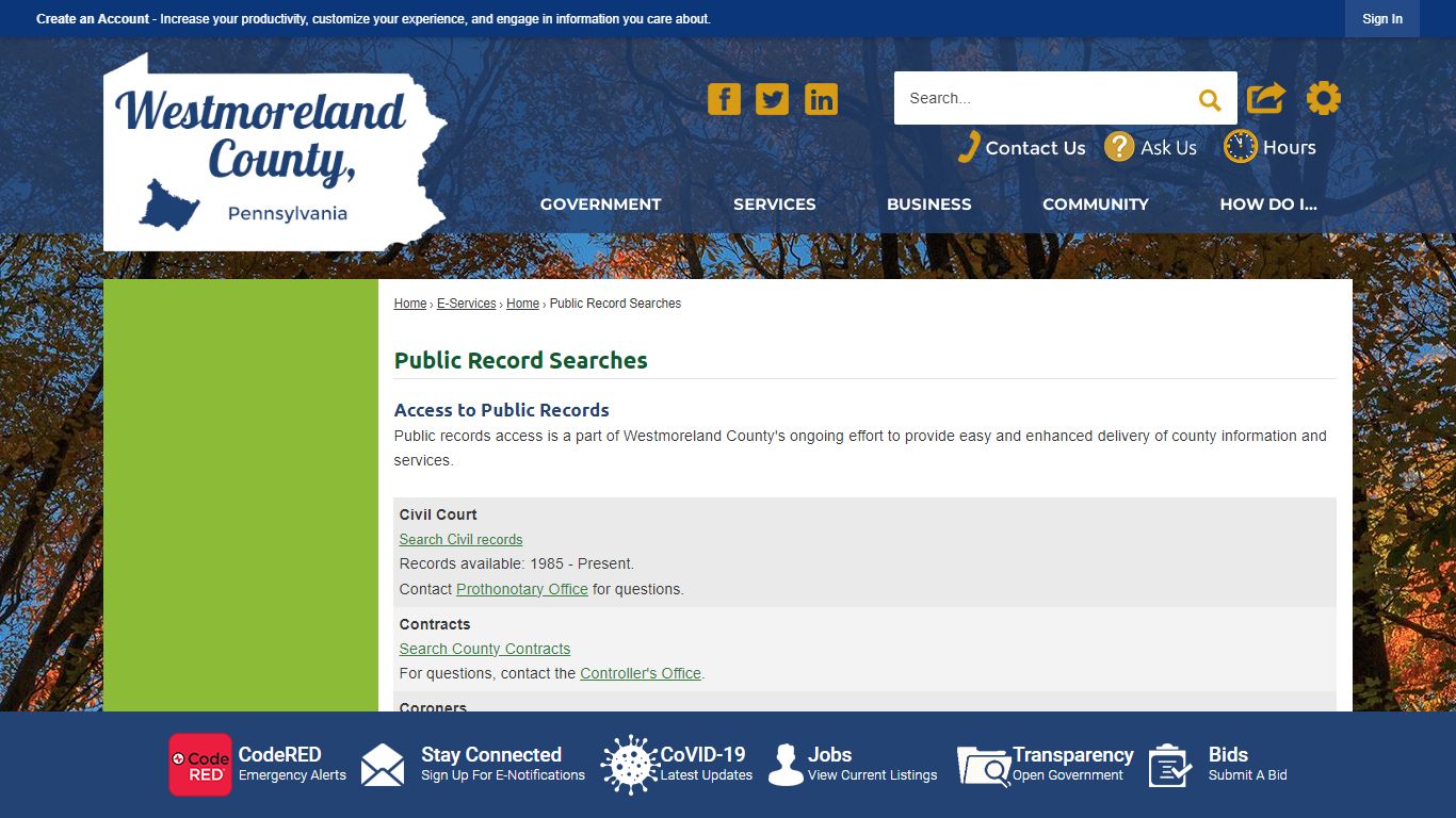 Public Record Searches | Westmoreland County, PA - Official Website