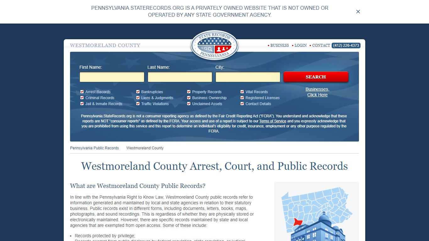 Westmoreland County Arrest, Court, and Public Records