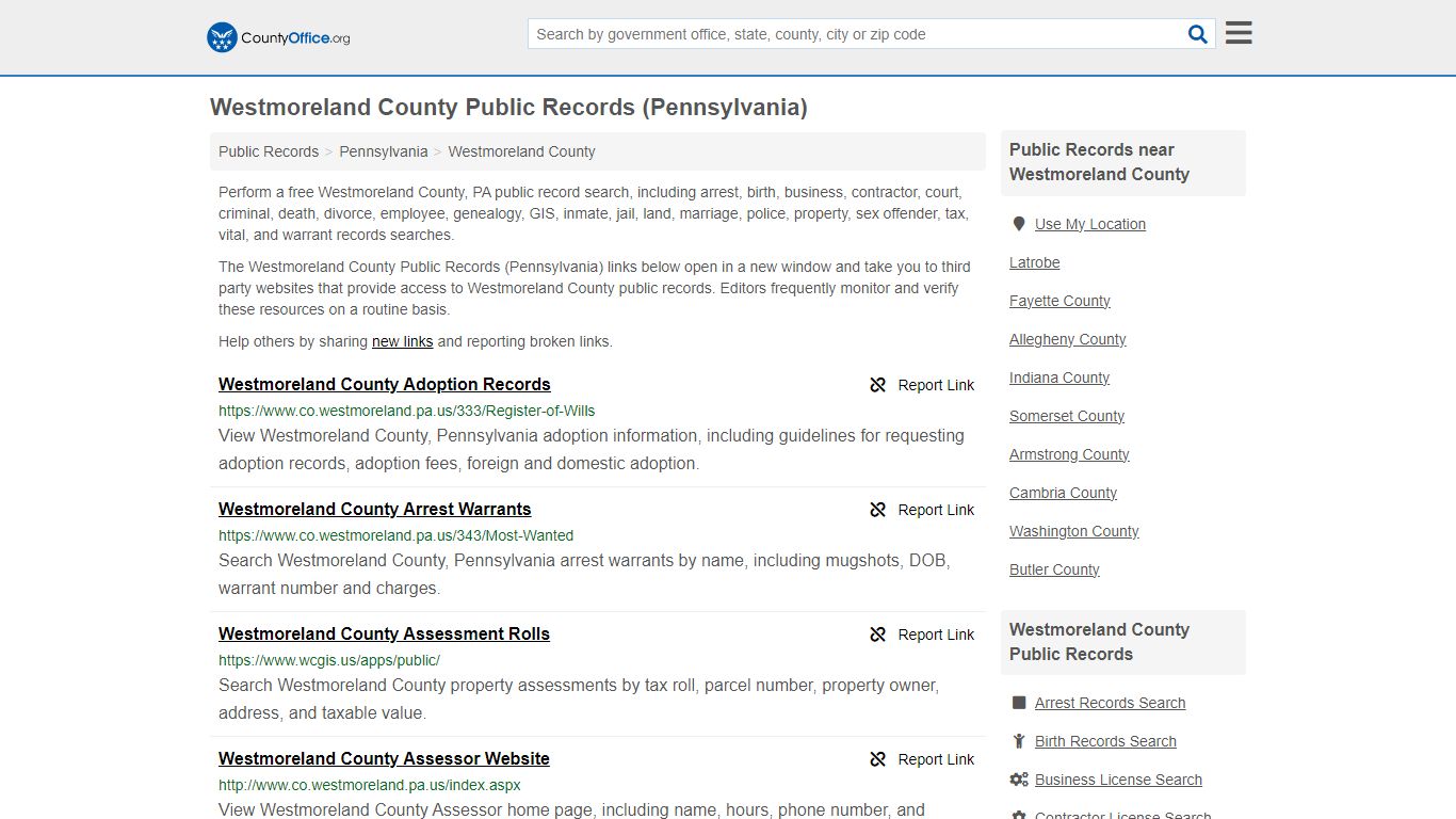 Westmoreland County Public Records (Pennsylvania) - County Office